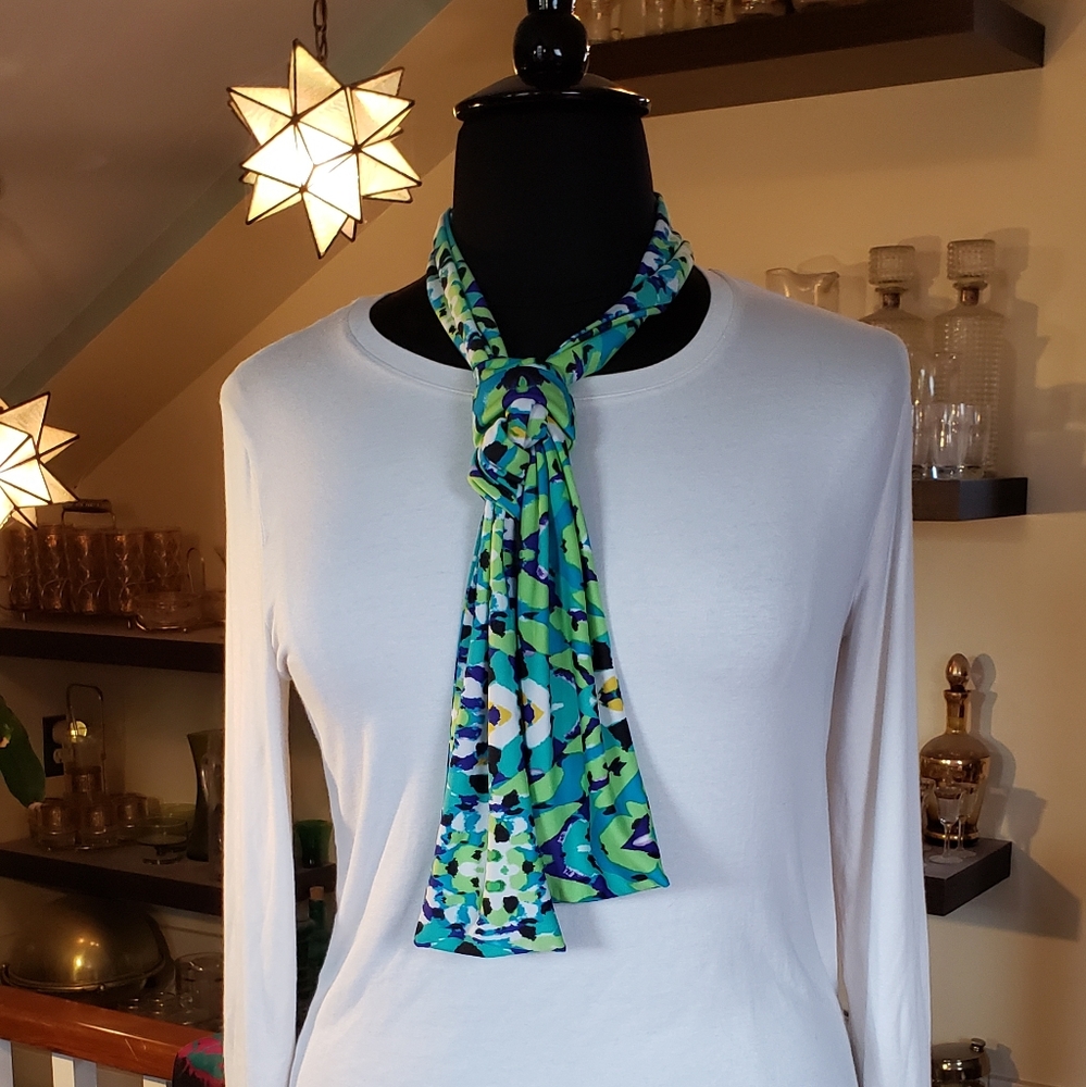 Green And Blue Floral Scarf Tie